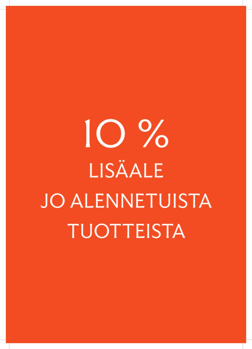 10% lisäale jo alennetuista tuotteista