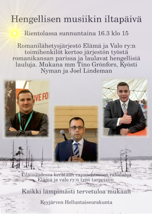 Hengellisen musiikin iltapäivä Rientolassa su 16.3 klo 15