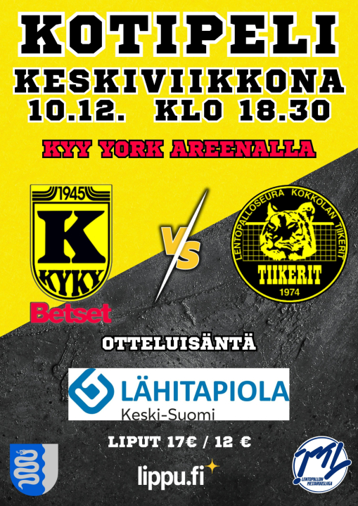 KyKy-Betset vs Kokkolan Tiikerit Ke 10.12. Klo: 18:30