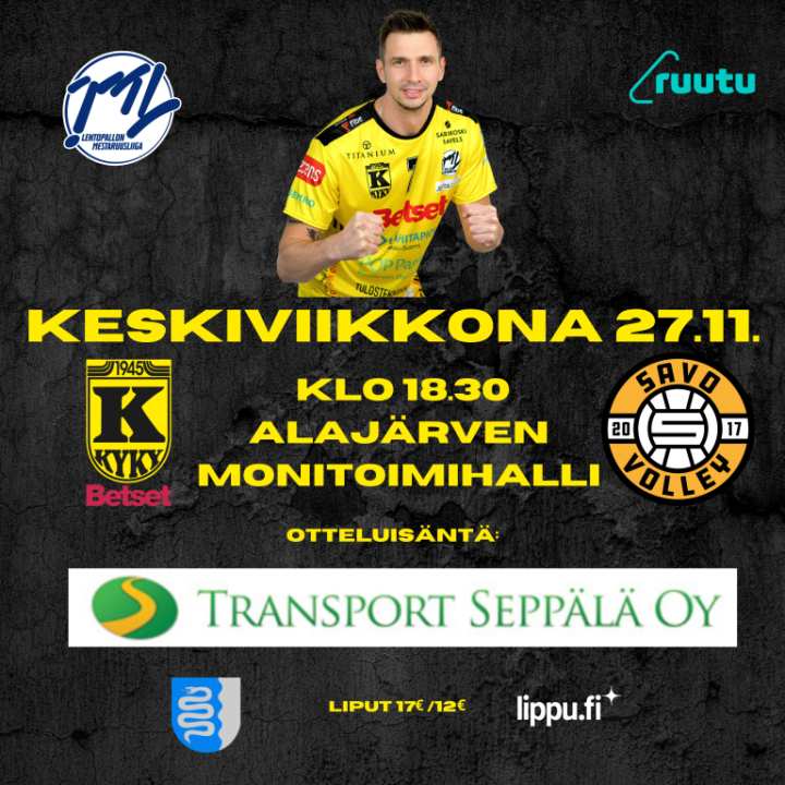 KyKy-Betset vs Savo Volley Ke 27.11. Klo: 18:30