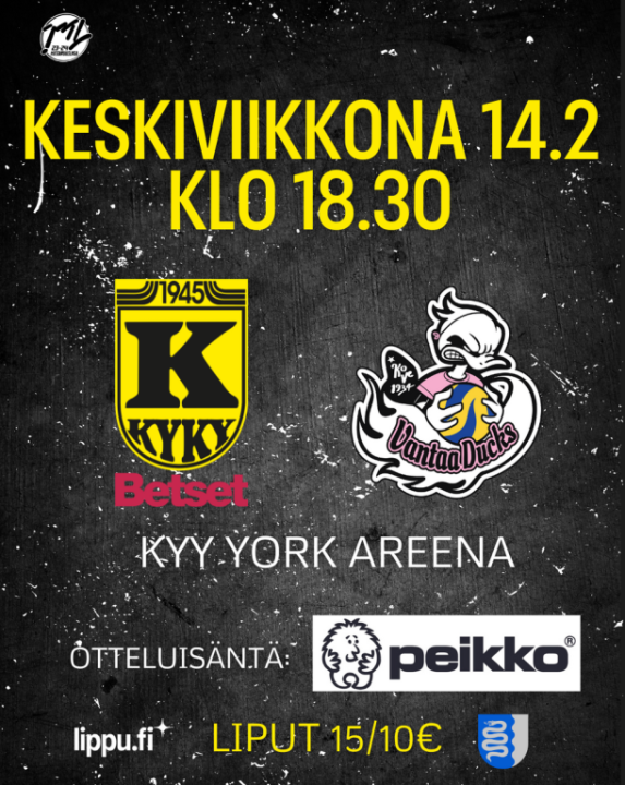 KyKy-Betset vs Vantaa Ducks Ke 14.2. Klo: 18:30