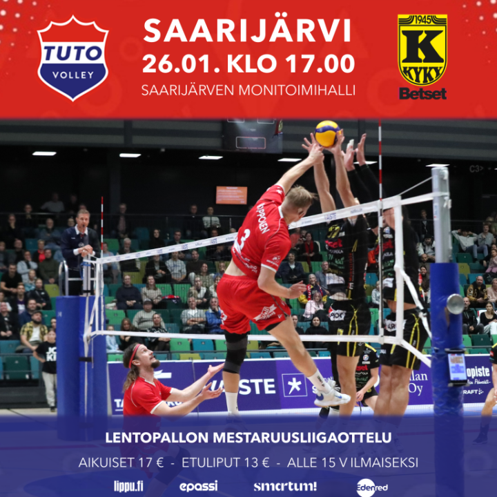 TUTO Volley vs KyKy-Betset Su 26.1. Klo: 17:00 Saarijärven Monitoimihallilla