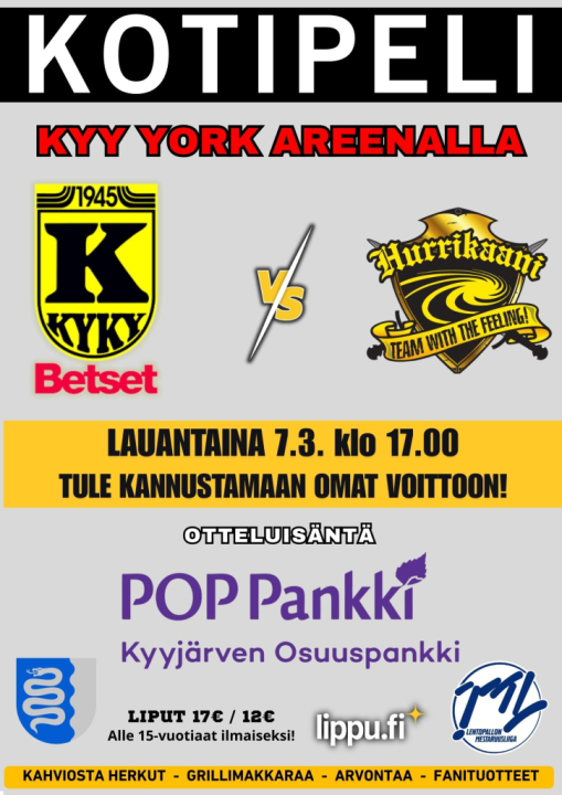 KyKy-Betset vs Hurrikaani Loimaa La 7.3. Klo: 17:00