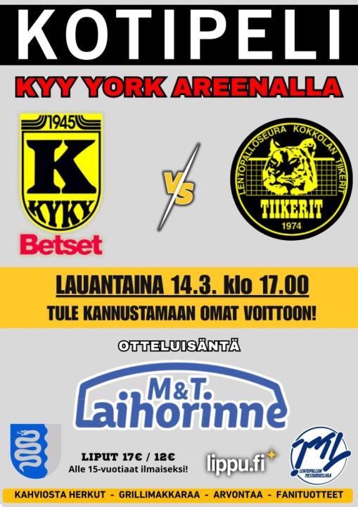 KyKy-Betset vs Kokkolan Tiikerit La 14.3. Klo: 17:00