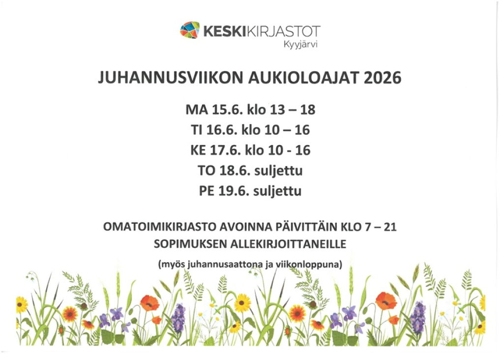 Juhannuksen aukioloajat.