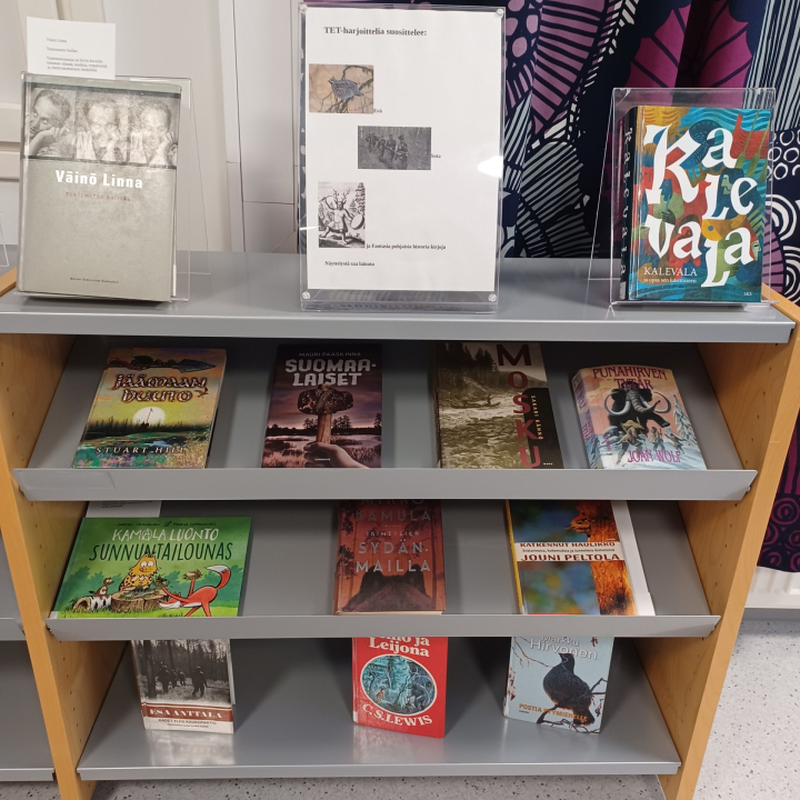 Jyrin tekemä kirjanäyttely.
