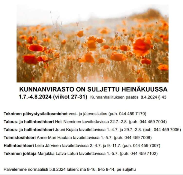 Kyyjärven kunnan kesäsulku - tiedote.