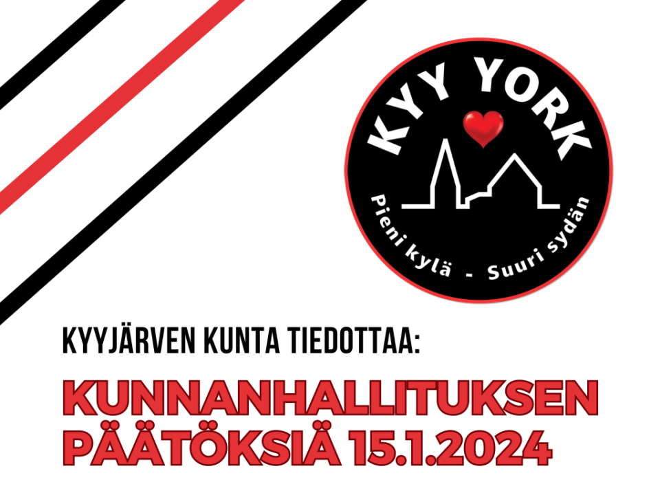 Kyyjärven kunta tiedottaa: kunnanhallituksen päätöksiä 15.1.2024