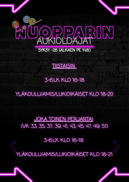 nuopparin aukioloajat