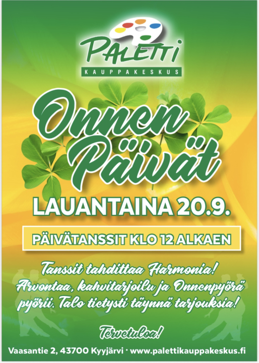 Syksyn Onnen Päivät Kauppakeskus Paletissa la 20.9.2025