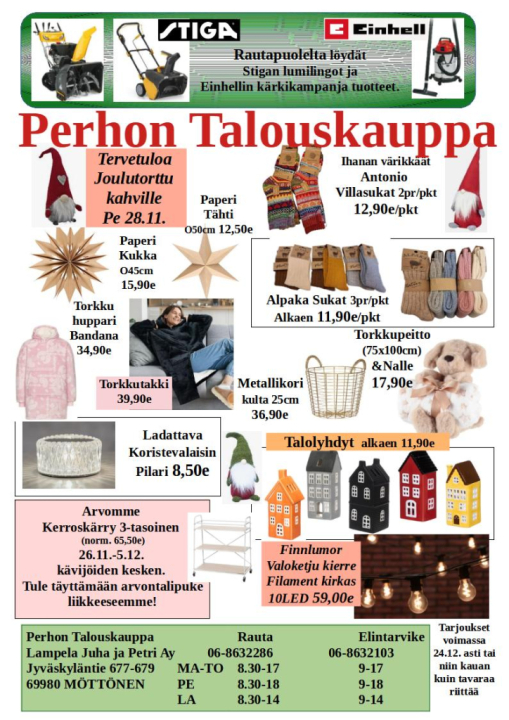 Tervetuloa joulukahville pe 28.11.