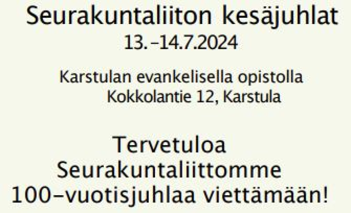 Seurakuntaliiton kesäjuhla Karstulassa.