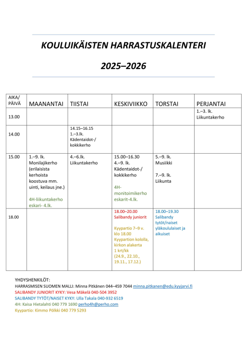 HARRASTUSKALENTERI