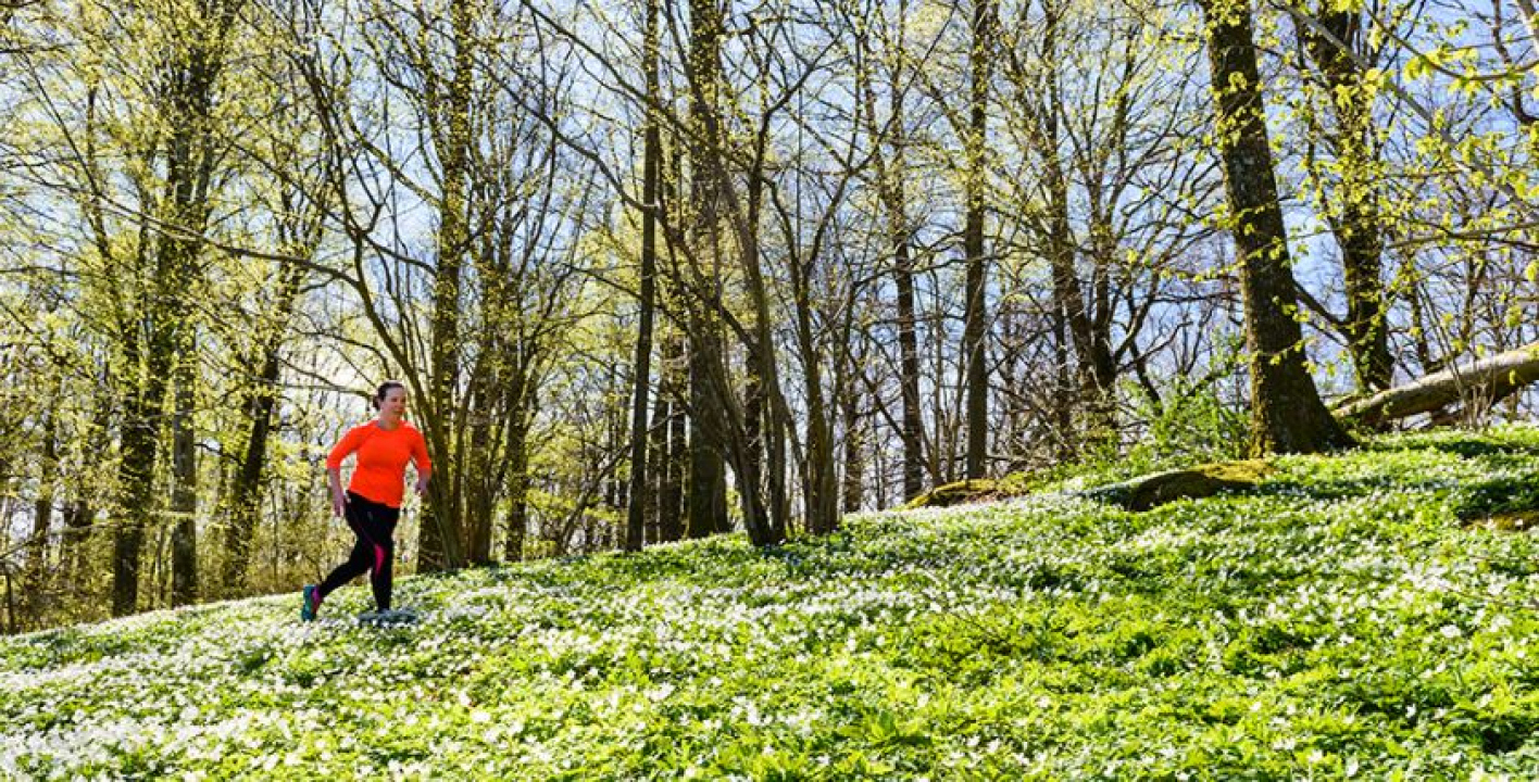 nainen juoksee luonnossa